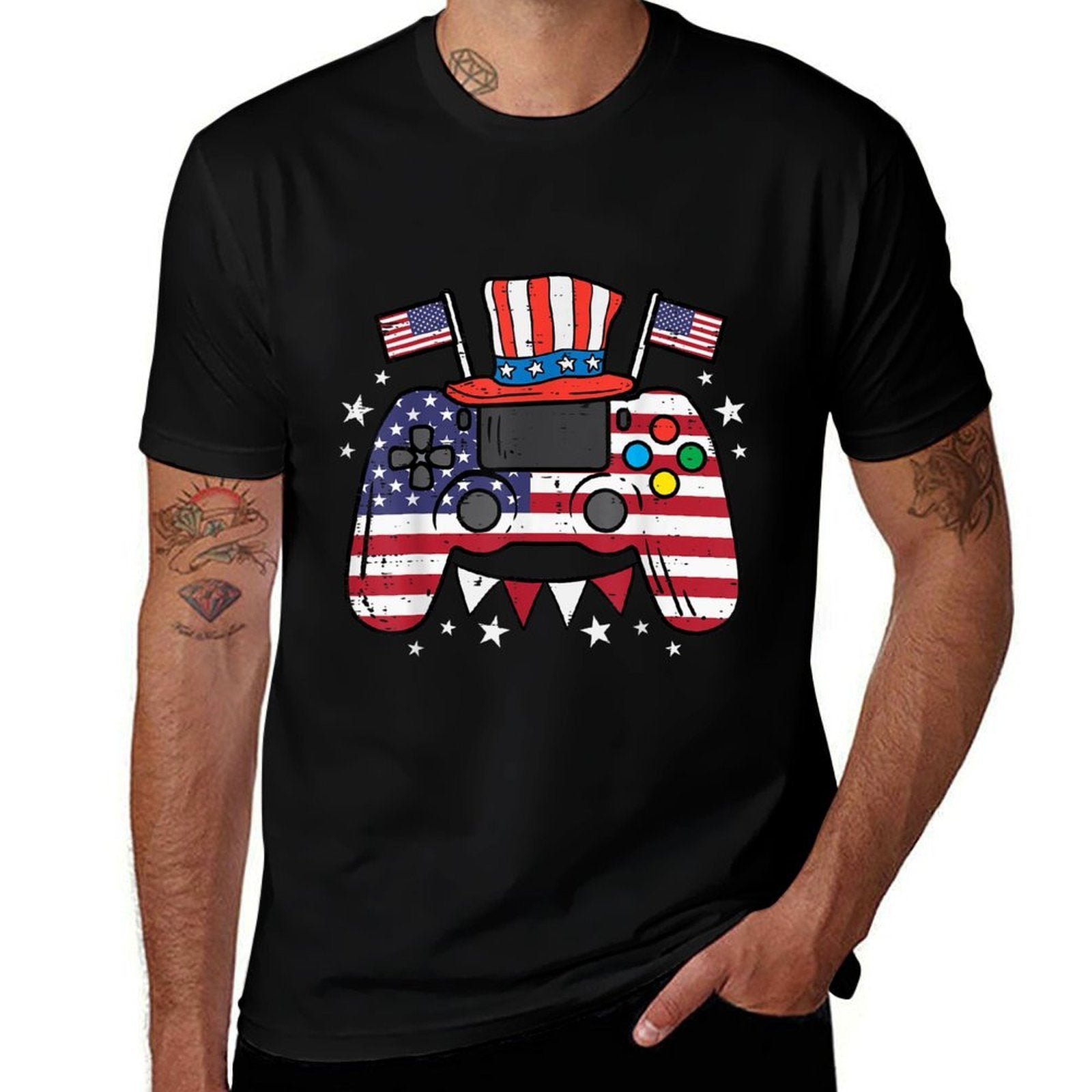4th Of July Video Gamer US Gaming Patriot Boys Kids Men  Quick-drying T-Shirt