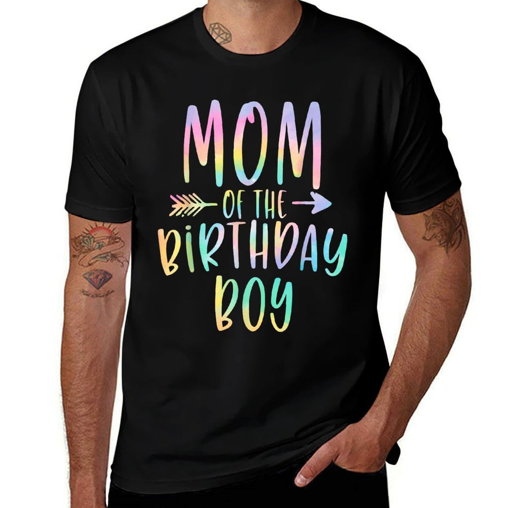 Mom of The Birthday Boy Tie Dye Colorful Bday  Graphic-printed T-Shirt