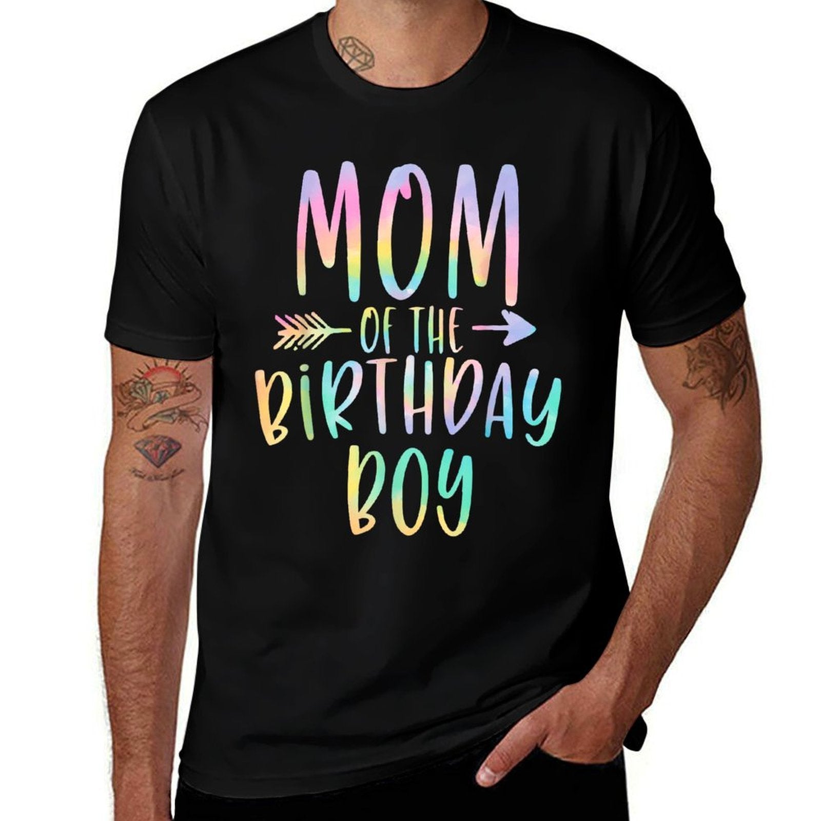 Mom of The Birthday Boy Tie Dye Colorful Bday  Graphic-printed T-Shirt
