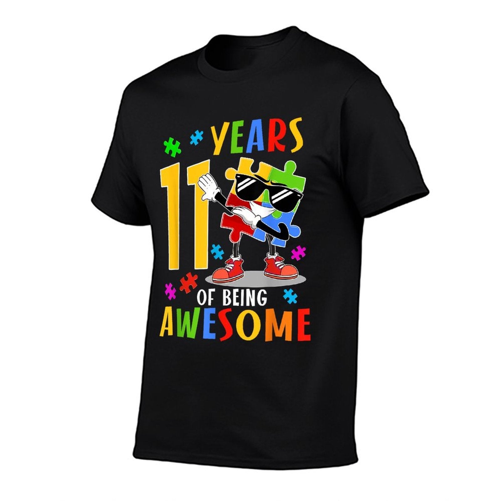 11 Years Of Being Awesome Birthday Dabbing Autism Puzzle  Stretchy T-Shirt