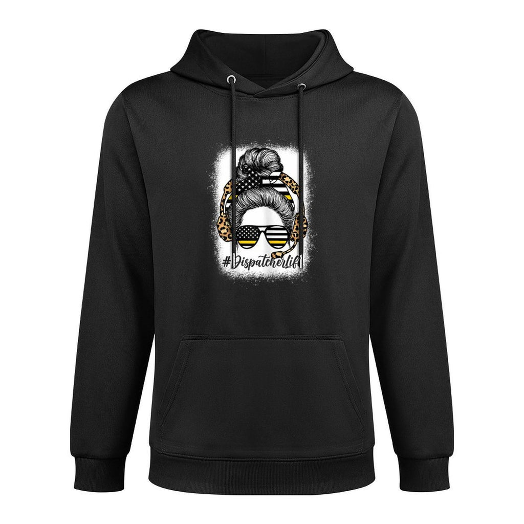 Leopard Dispatcher Life - Messy Bun Womens 911 Dispatcher Versatile Streetwear Hoodie