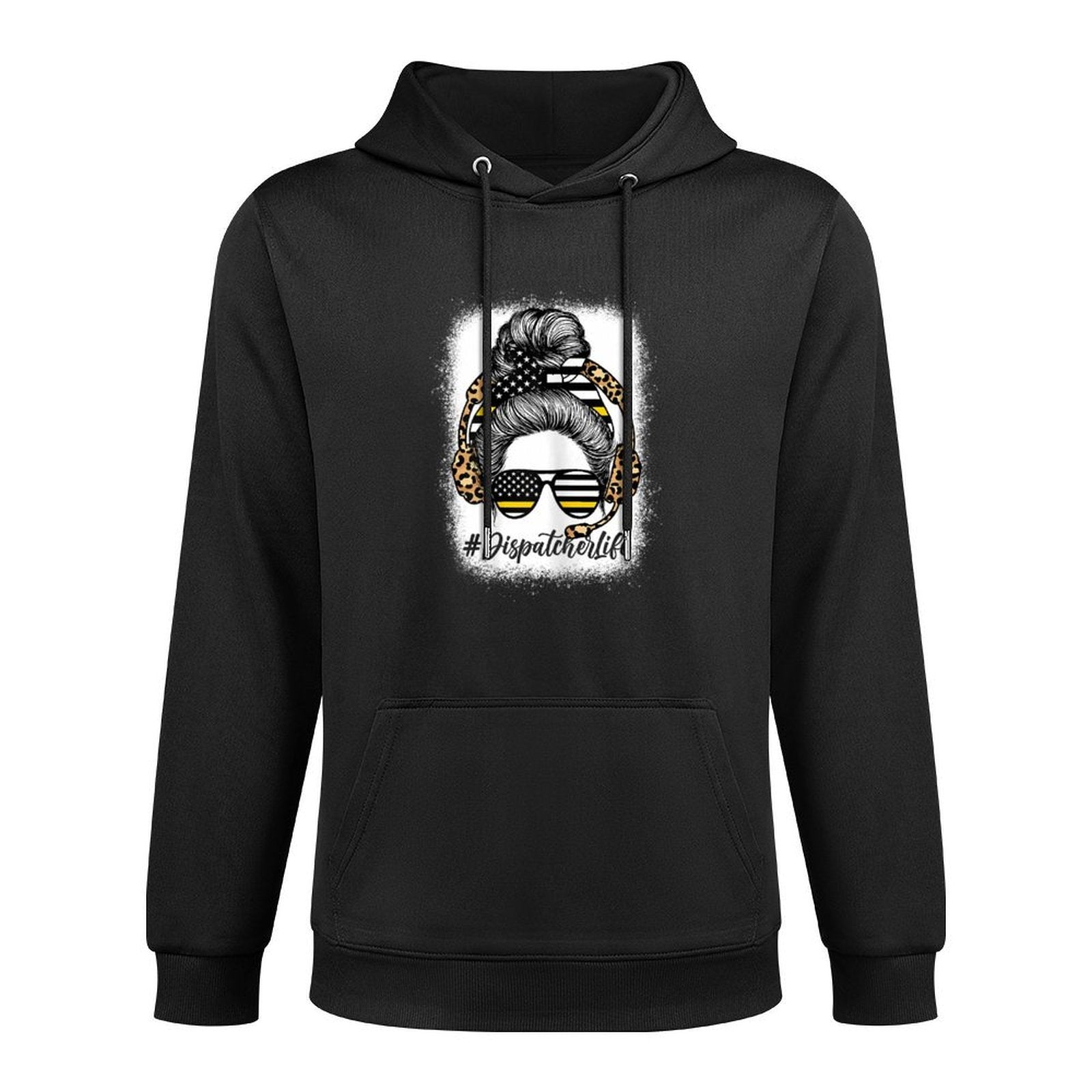 Leopard Dispatcher Life - Messy Bun Womens 911 Dispatcher Versatile Streetwear Hoodie