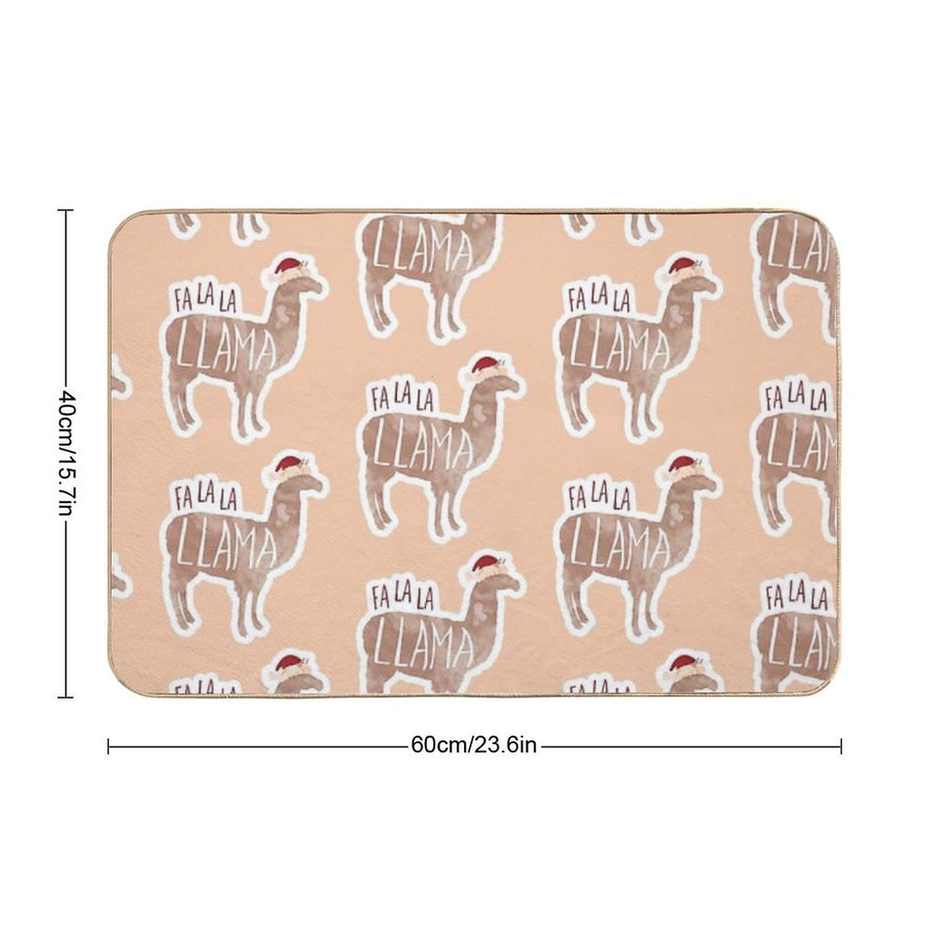 Fa La La Llama - Funny Llama Christmas Pun Sticker  Toxin-Free Bath Mat