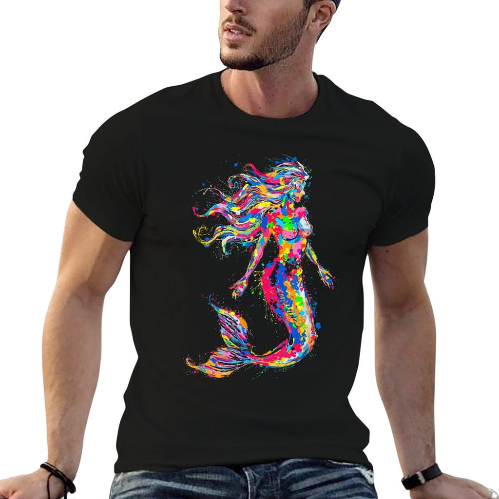 Colorful Abstract Mermaid Painting Art Graphic Motif Mermaid  Soft T-Shirt