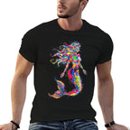 Colorful Abstract Mermaid Painting Art Graphic Motif Mermaid  Soft T-Shirt