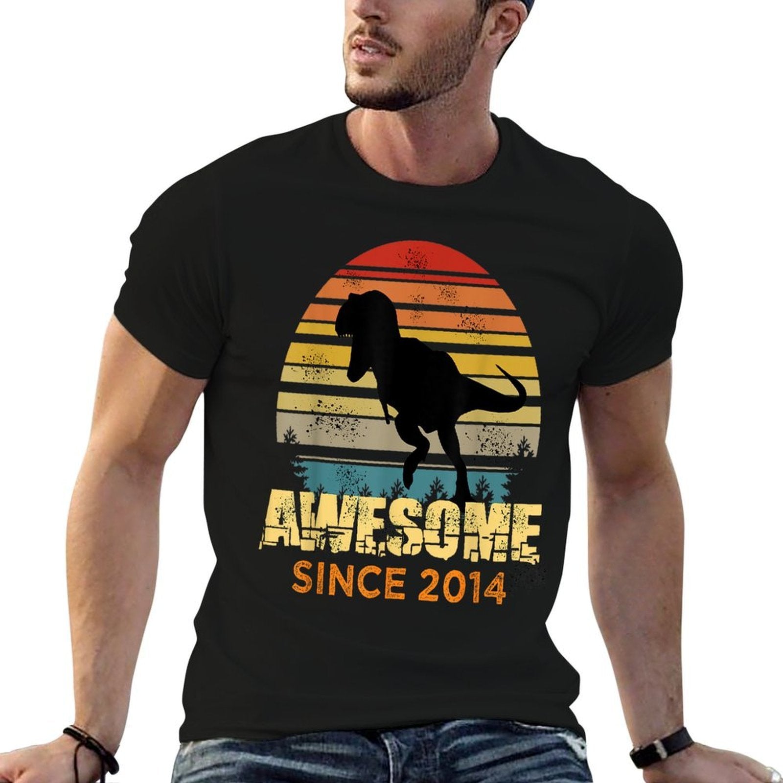 8th Birthday Dinosaur 8 Year Old Awesome Since 2014 Boys  Odor-resistant T-Shirt