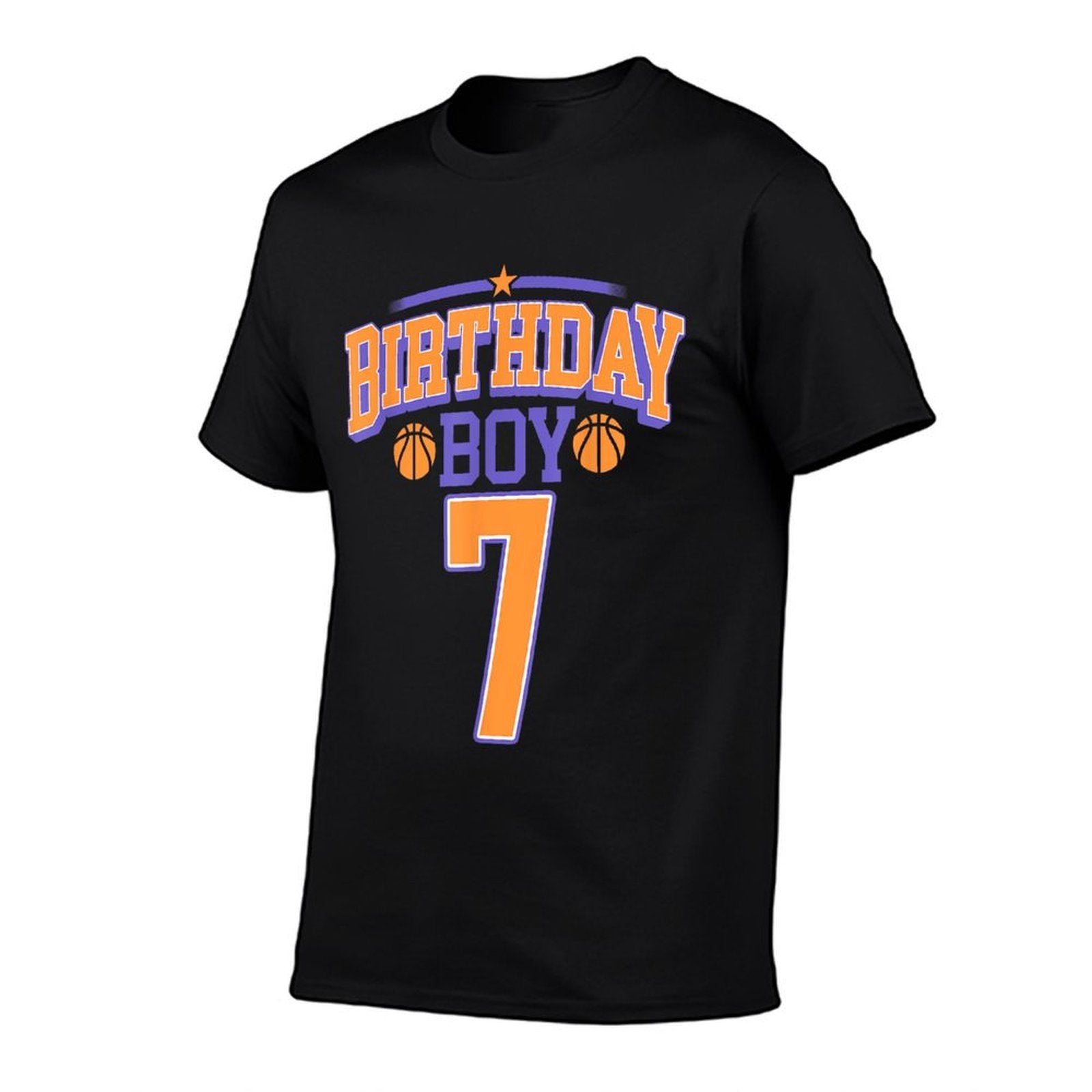 7th Birthday Boy Basketball Lover 7 Years Old Bday  Fade-proof Color T-Shirt