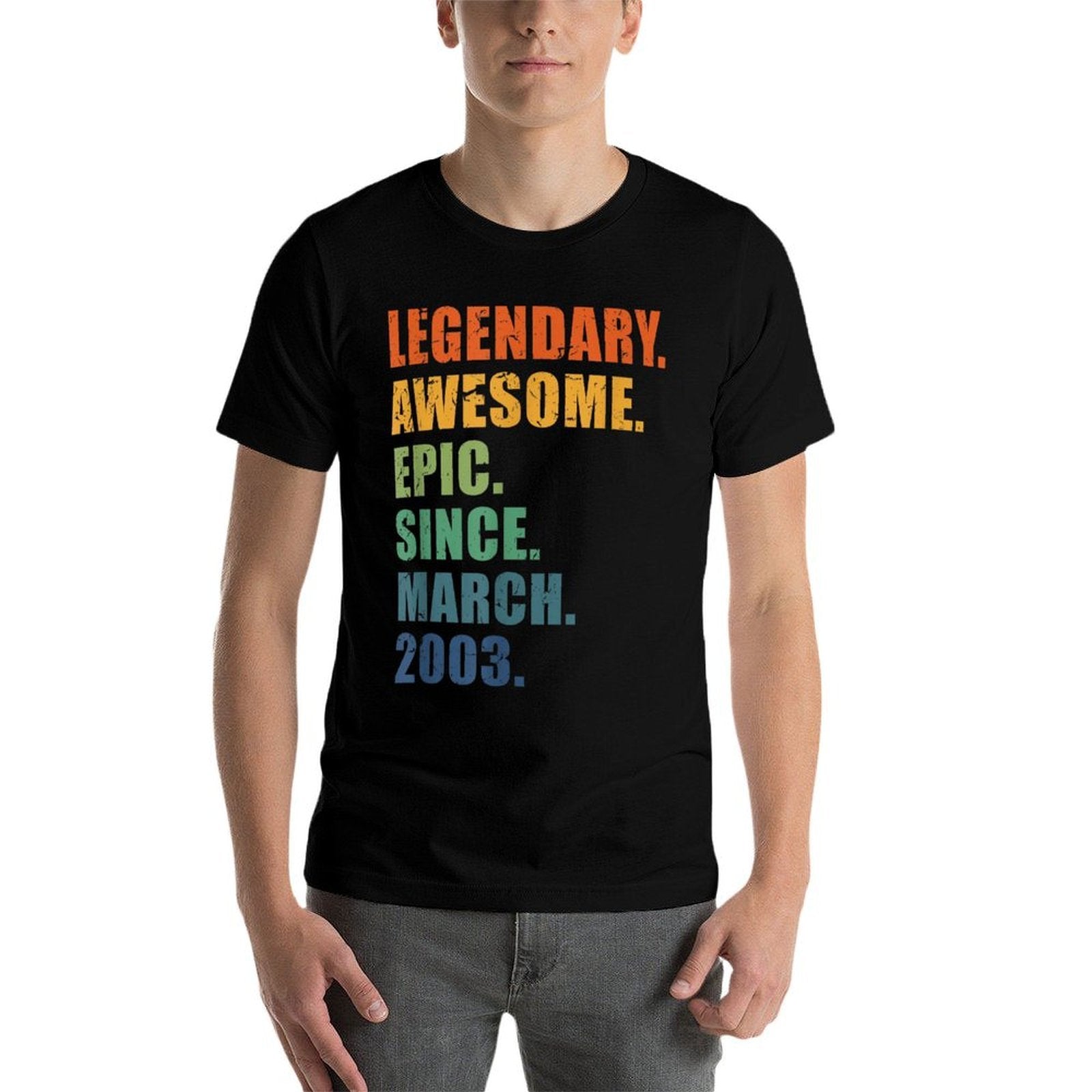 2003 March For Men Women 21 Year Anniversary 21st Birthday  Fade-proof Color T-Shirt