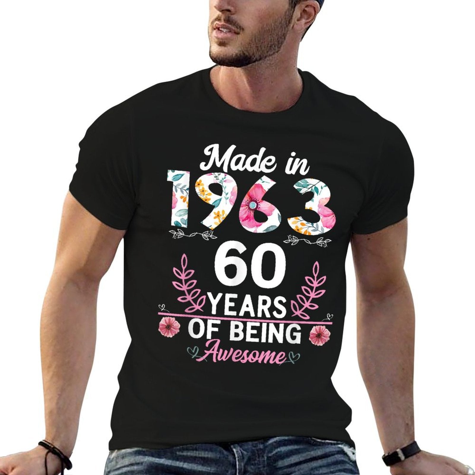 60 Years Old Gifts 60th Birthday Born in 1963 Women Girls  Oversized Silhouette T-Shirt