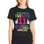 11 Years Old Princess Birthday Quote 11th B-day Kids Graphic  Oversized Silhouette T-Shirt