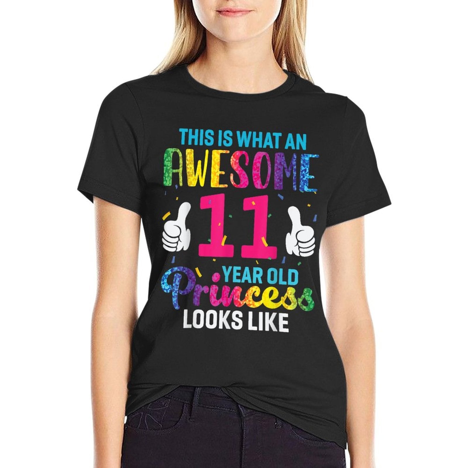 11 Years Old Princess Birthday Quote 11th B-day Kids Graphic  Oversized Silhouette T-Shirt
