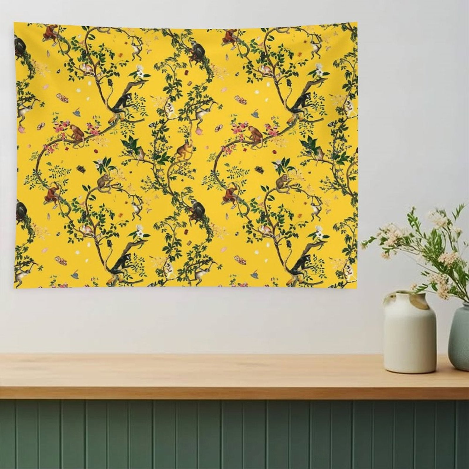 Monkey World Yellow Tapestry