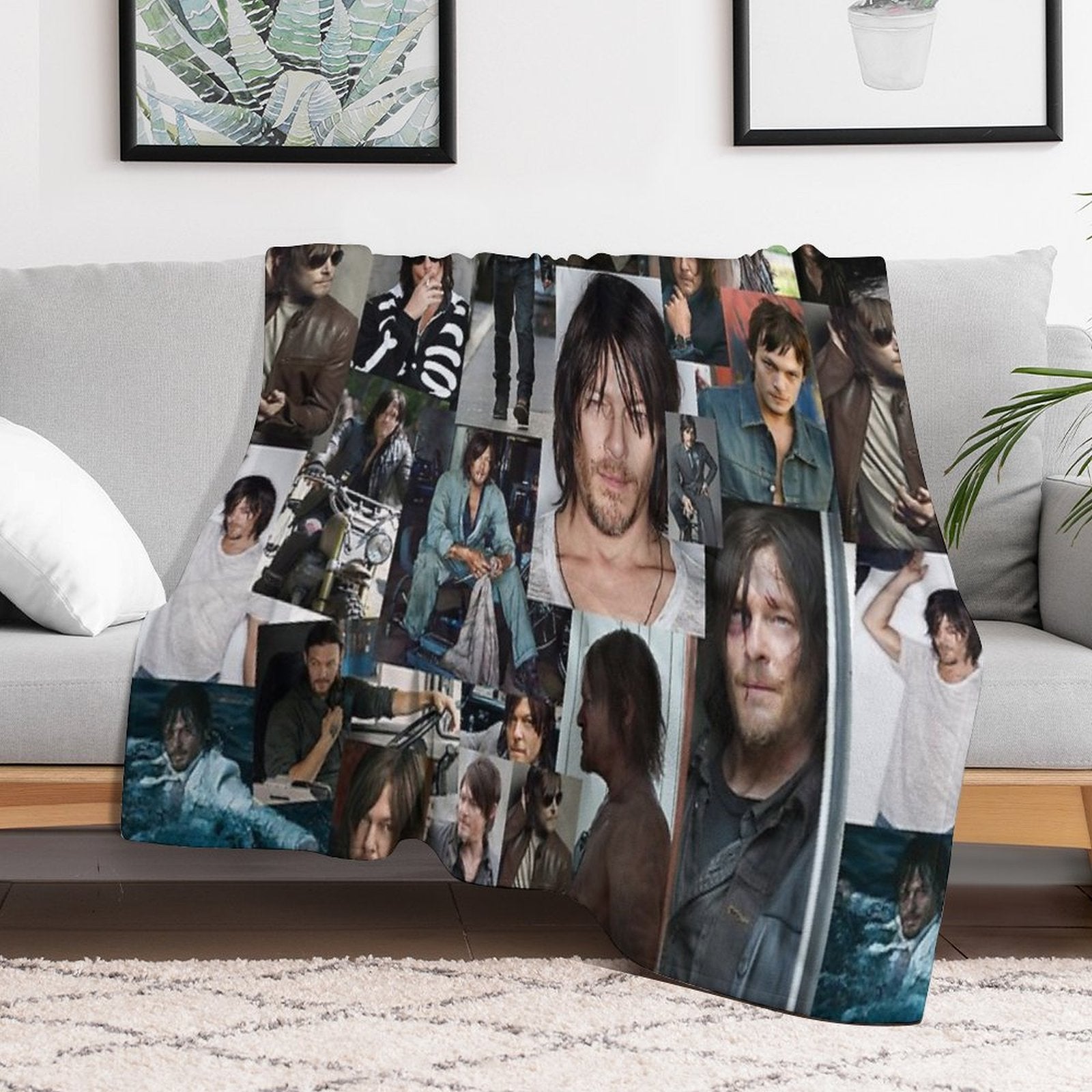 Norman Reedus Fan Made Assorted Random Photo Collage Machine-washable Throw Blanket