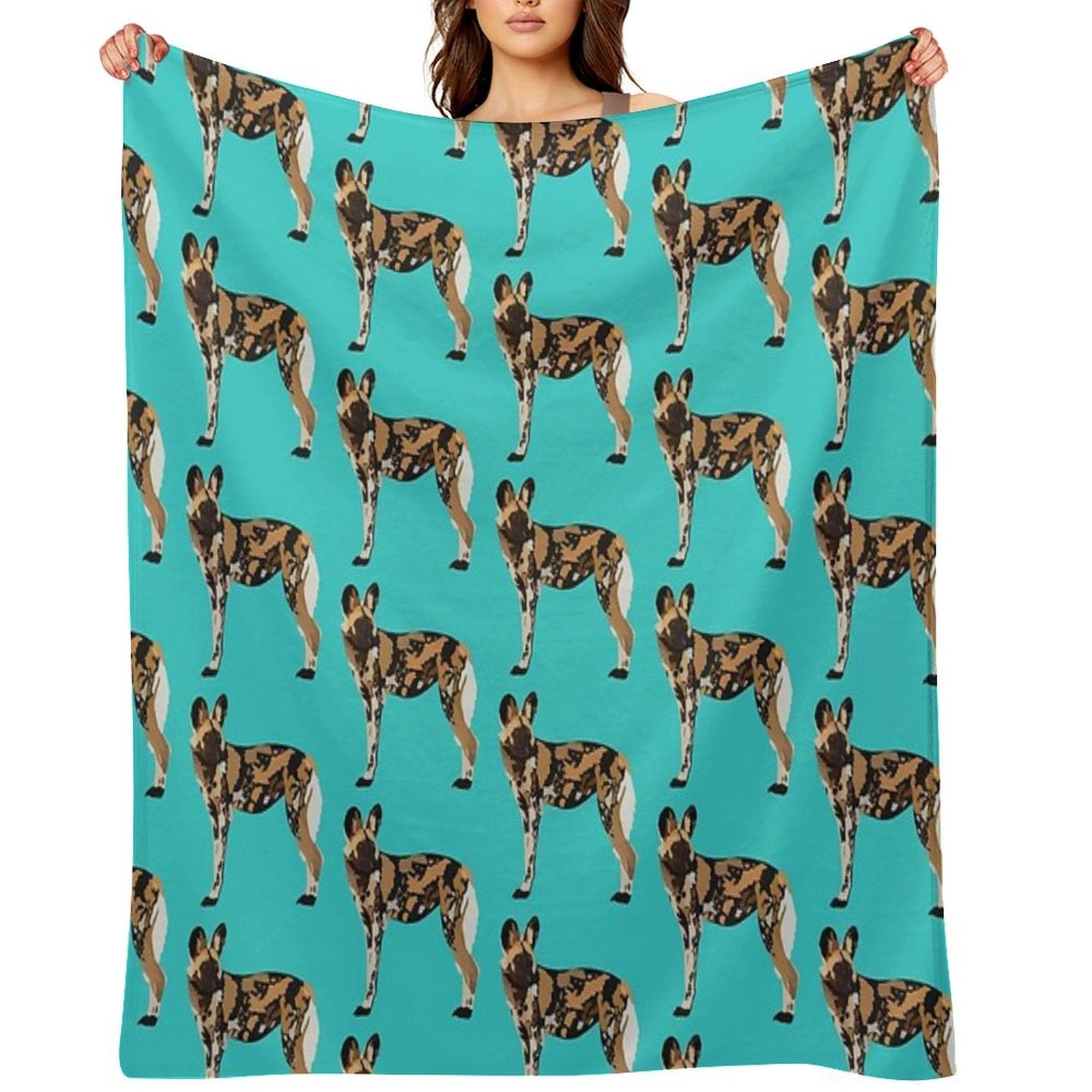 P Is for Painted Dog, Painted Dog Illustration – African Wild Dog Art for Wildlife Lovers Versatility Throw Blanket