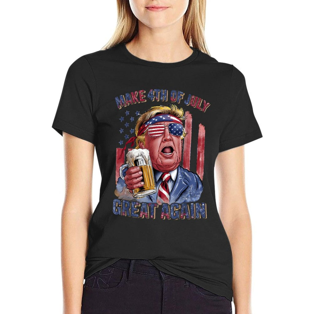 Make 4th of July Great Again Trump Beer Patriotic  Versatile T-Shirt