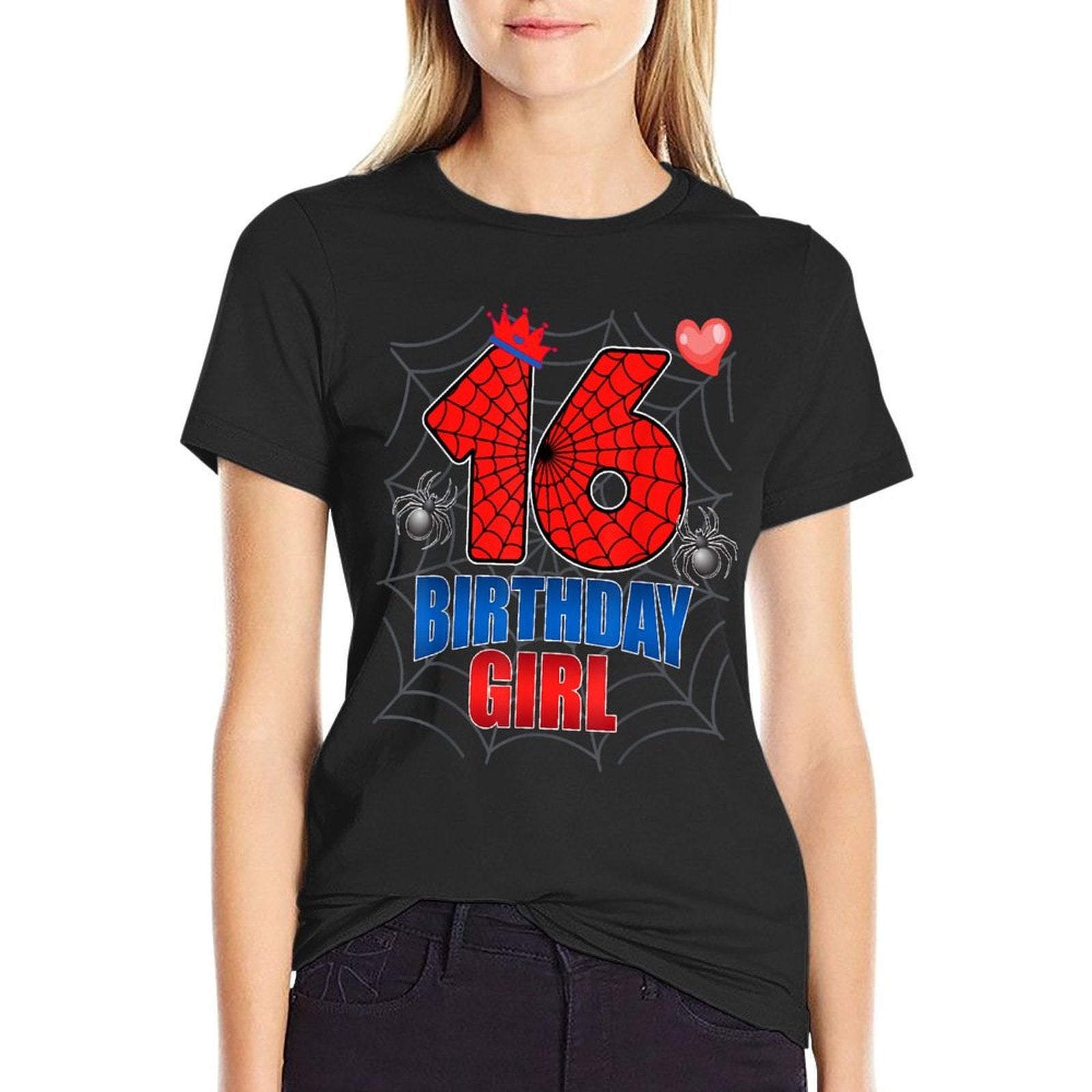 Spider Web Sixteen 16 Years Old It's My 16th Birthday Girl  Cotton T-Shirt
