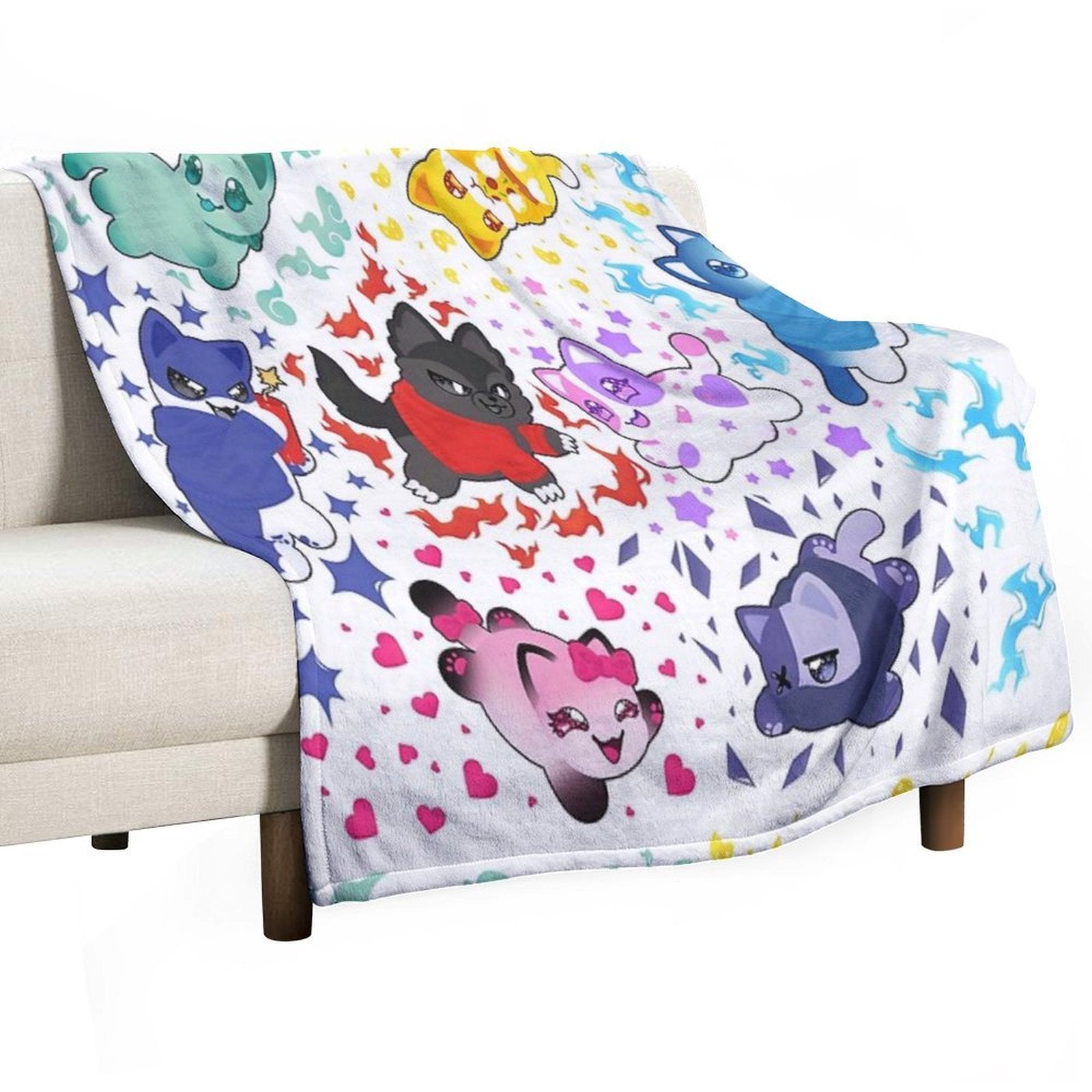 Aphmau And Friends Love Heart Meemeow Cat Pattern Comfort Throw Blanket