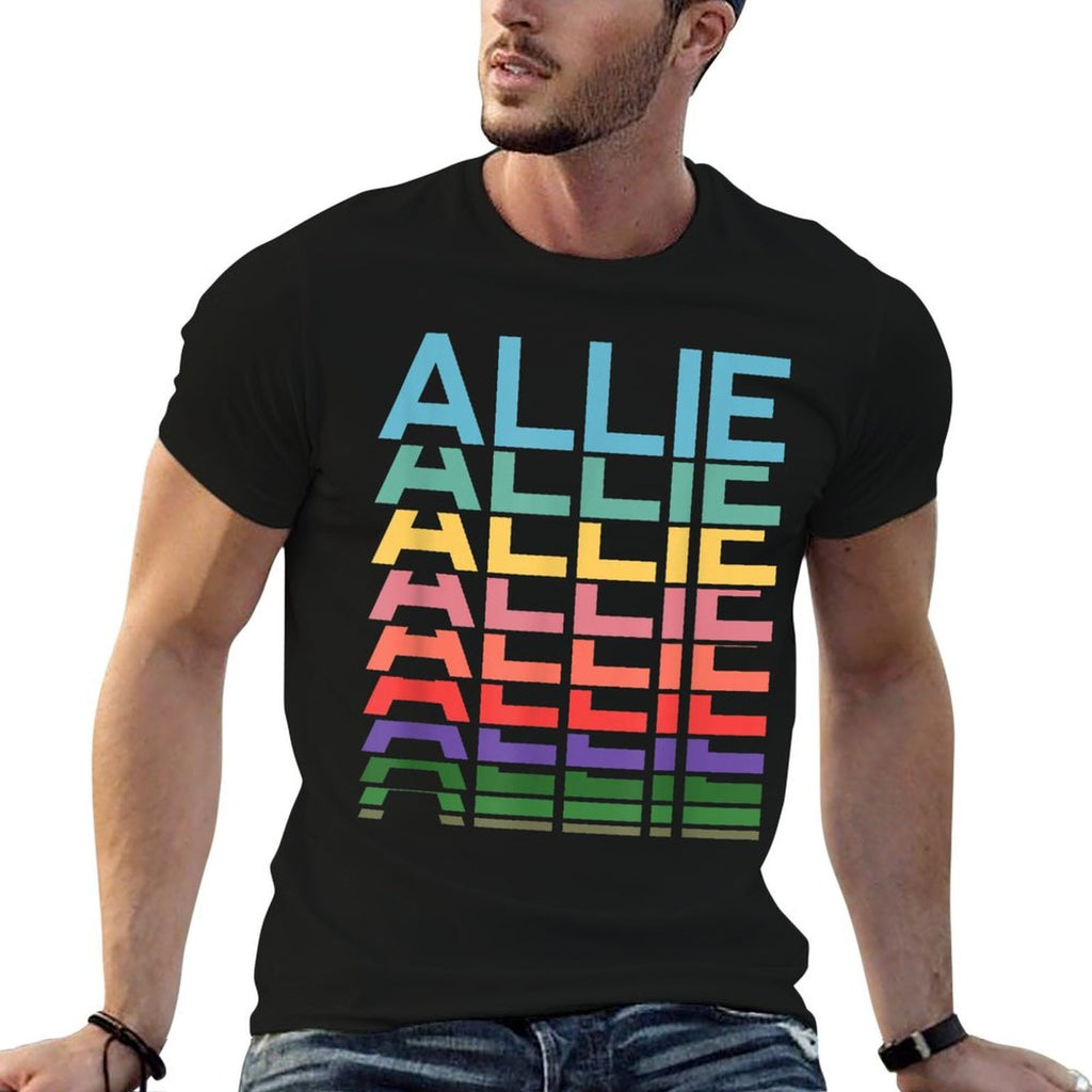 Allie Name Personalized Women Girl Retro Vintage Pattern  Easy-care T-Shirt