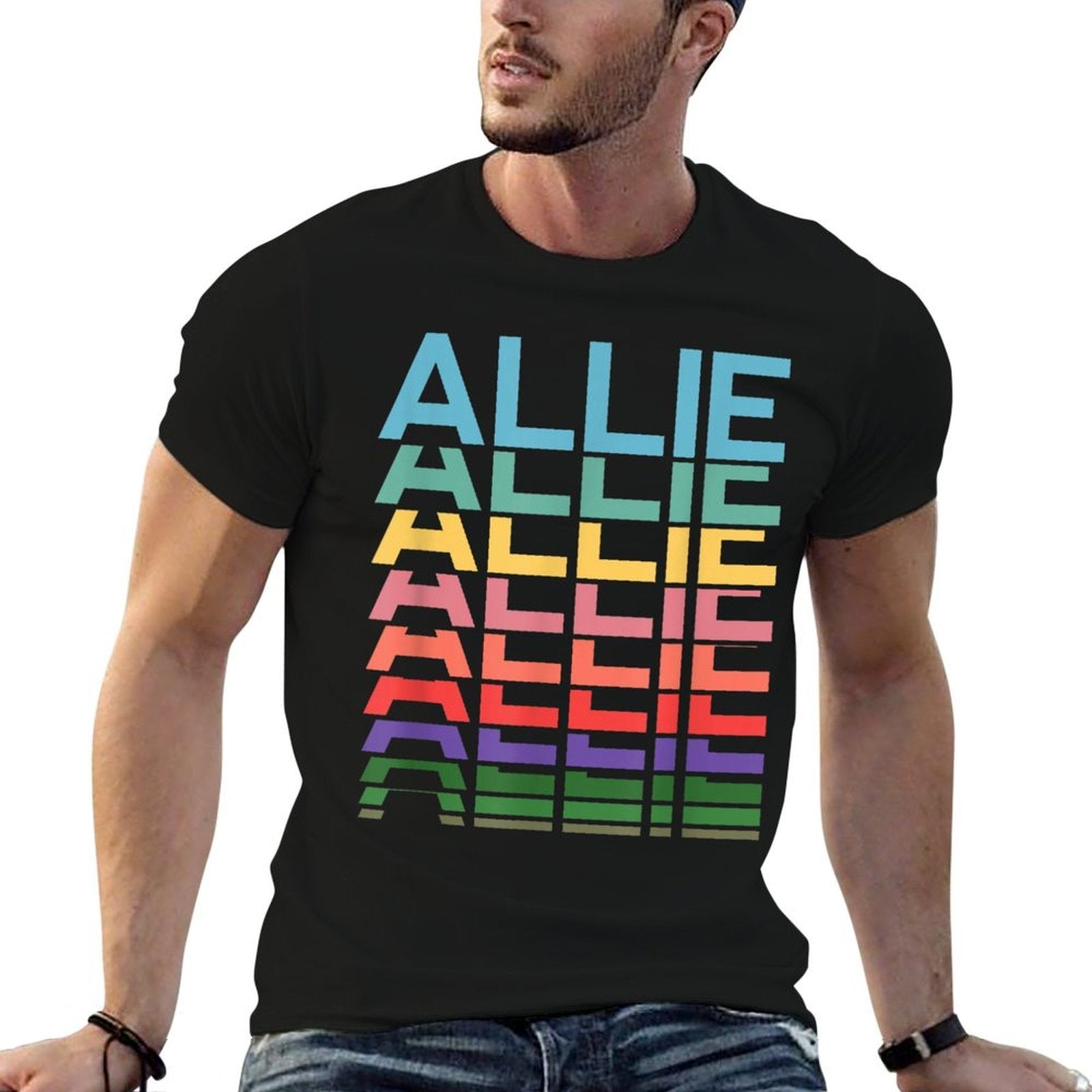 Allie Name Personalized Women Girl Retro Vintage Pattern  Easy-care T-Shirt