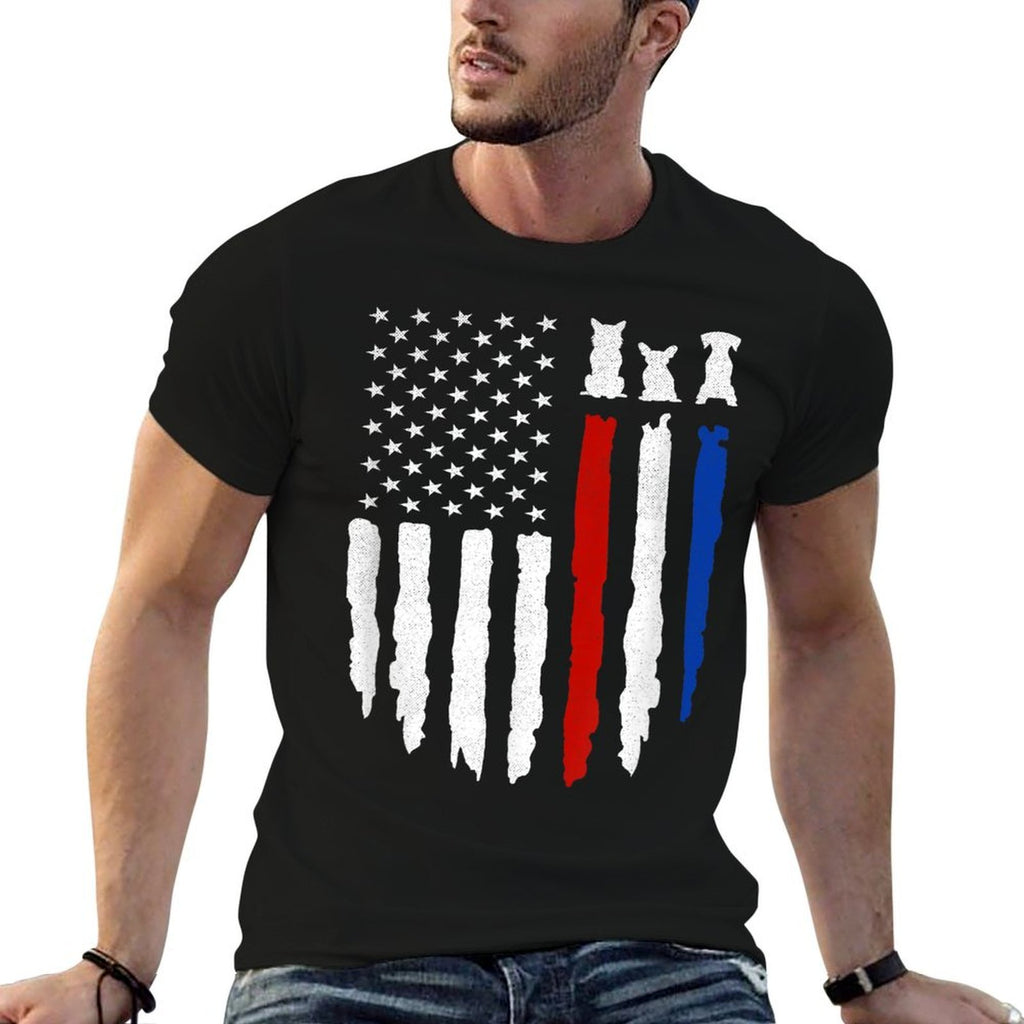 American with Dog Silhouettes Pet Lover 4th of July  Vintage-inspired T-Shirt