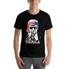 &#39;MERICA TRUMP Happy 4th Of July Trump American Flag  Eco-friendly Material T-Shirt