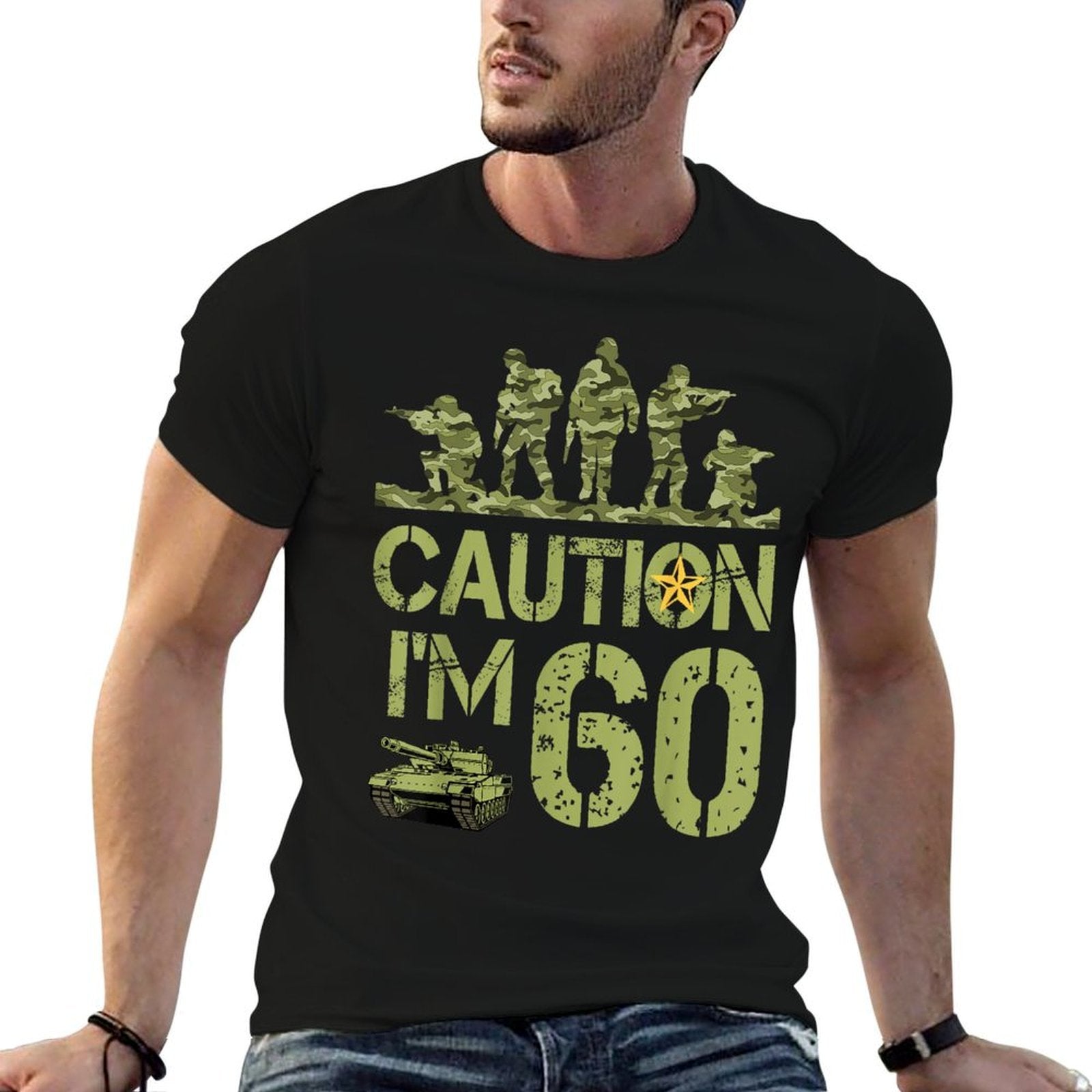 60th Army Birthday Military I'm 60 Year Old Camo Birthday  Wrinkle-resistant T-Shirt