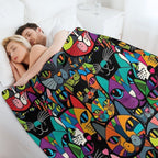 Colourful Bold Cat Pattern #3 Gift-ready Throw Blanket