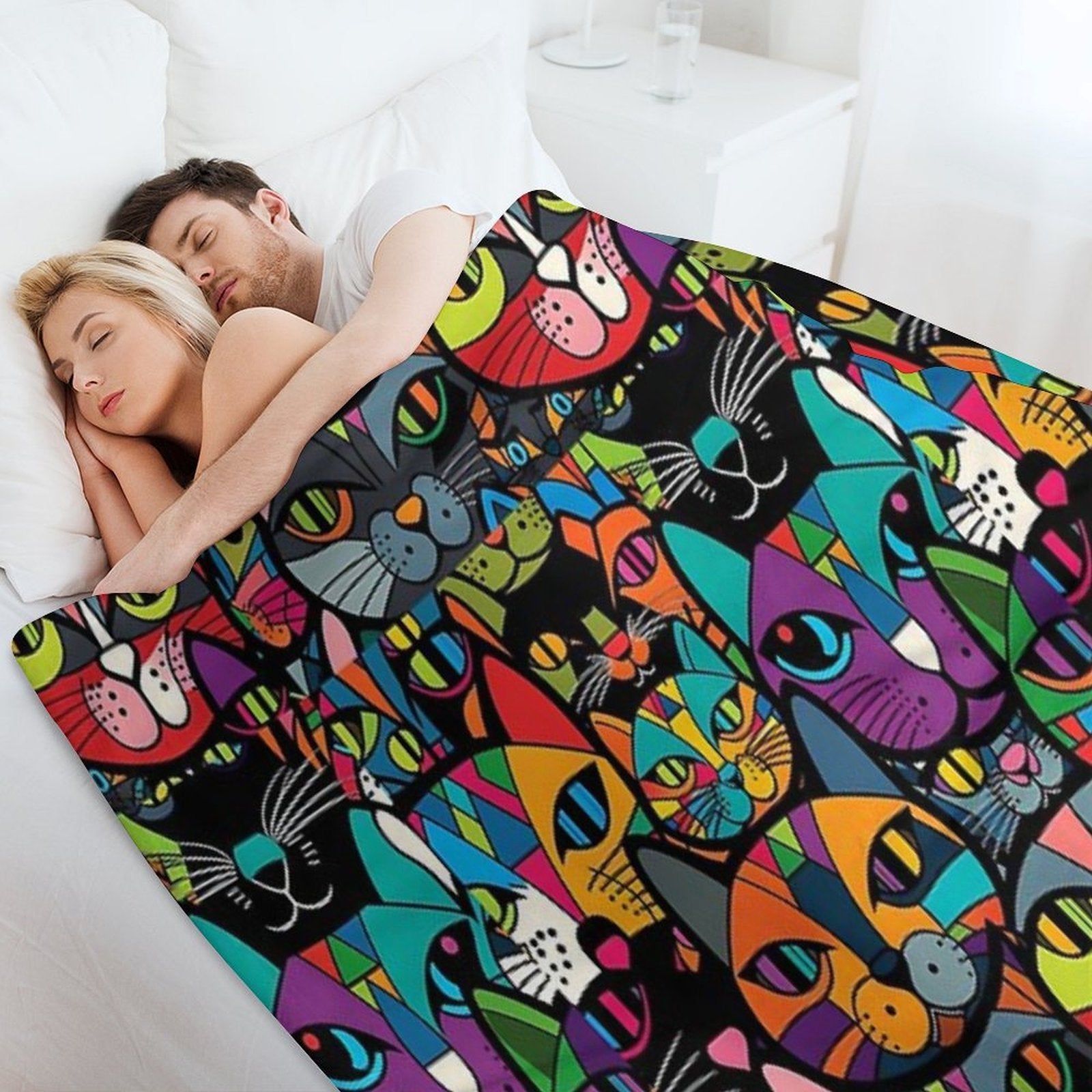 Colourful Bold Cat Pattern #3 Gift-ready Throw Blanket