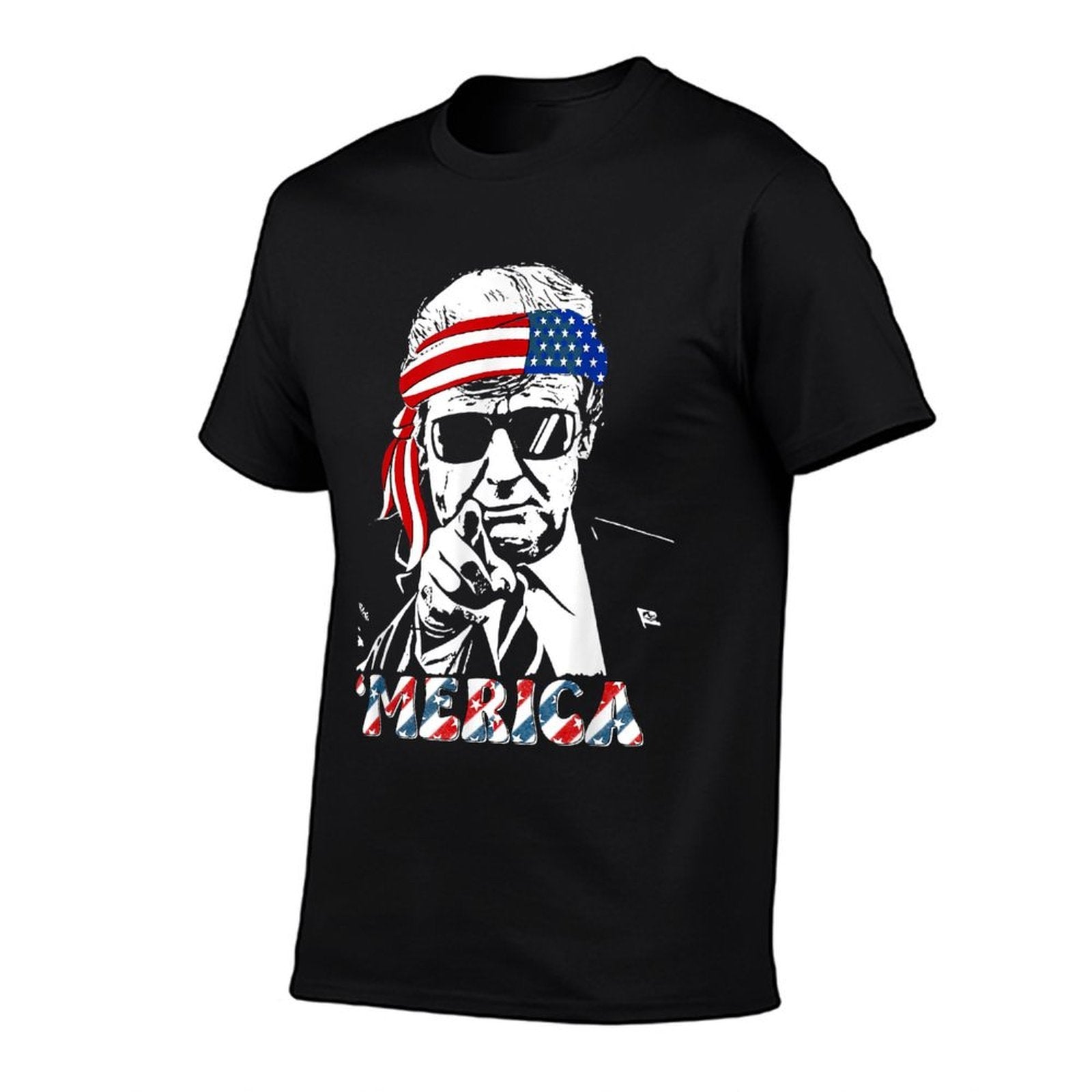 &#39;MERICA TRUMP Happy 4th Of July Trump American Flag  Eco-friendly Material T-Shirt