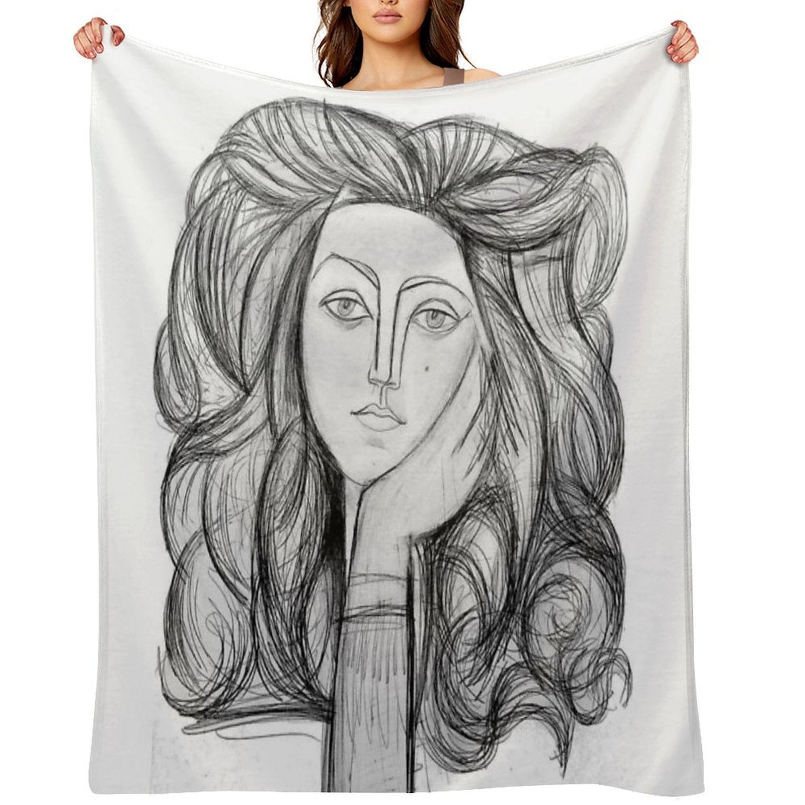 FRANCOISE 1946  Vintage Abstract Charcoal Print All-season Throw Blanket