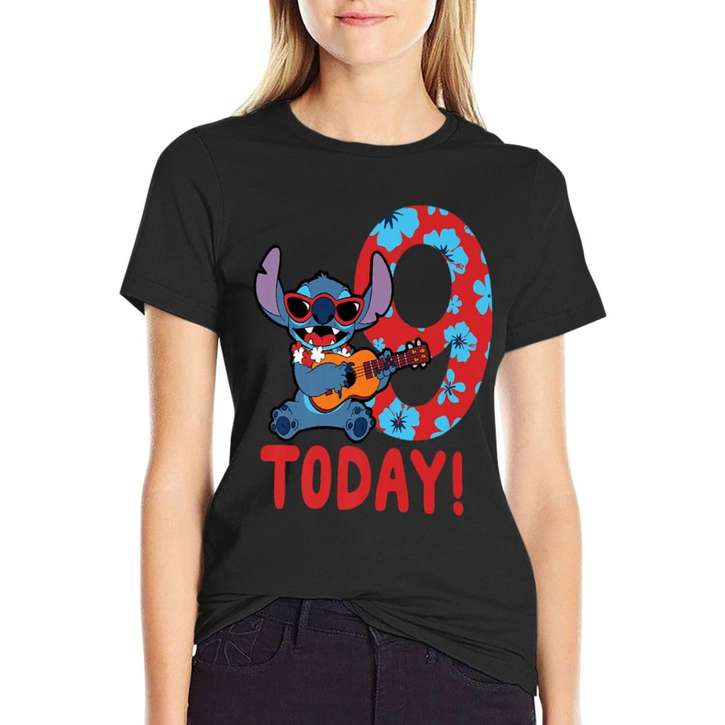 Disney Lilo  Stitch Tropical Birthday 9 Years Old Today Premium  Fade-proof Color T-Shirt