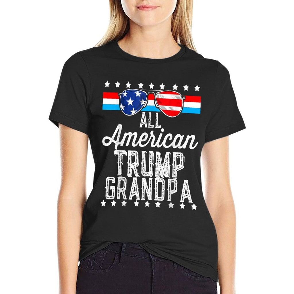 All American Trump Grandpa American Flag Sunglasses Trump  Polyester Blend T-Shirt