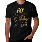 60th Birthday Crew 60th Bday Party Squad Friends Crown Funny  Ribbed Collar T-Shirt