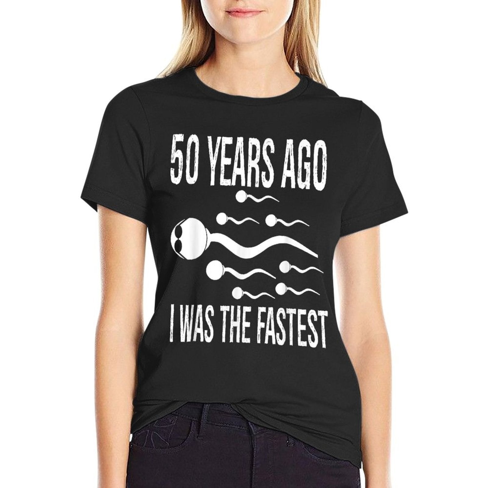 50 Years Ago I Was The Fastest, Funny 50th Birthday  Polyester Blend T-Shirt