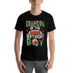 Grandpa Of The Birthday Boy Game Day Football  Ribbed Collar T-Shirt