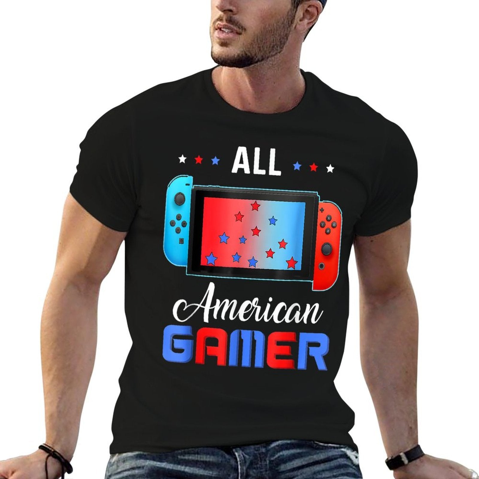 All American Gamer Funny 4th Of July Boys Kids Men USA  Versatile T-Shirt
