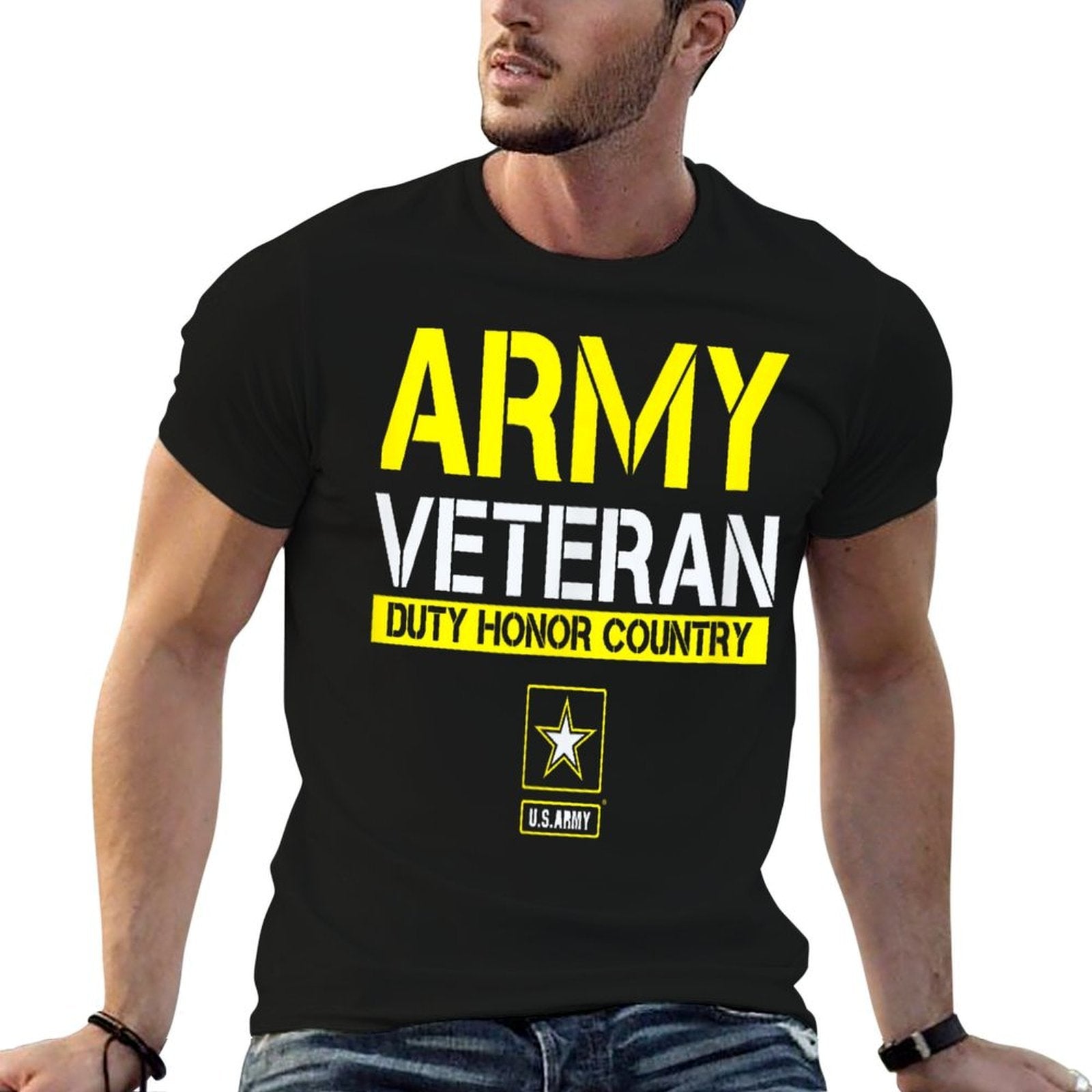 US ARMY VETERAN DUTY HONOR COUNTRY  Eco-friendly Material T-Shirt