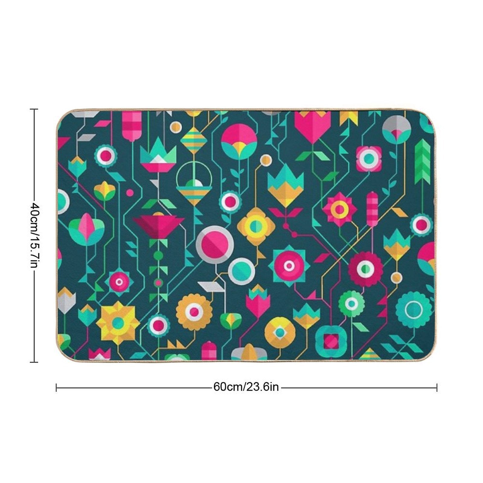 LL334  Geometric Floral I  Rapid-Drying Bath Mat