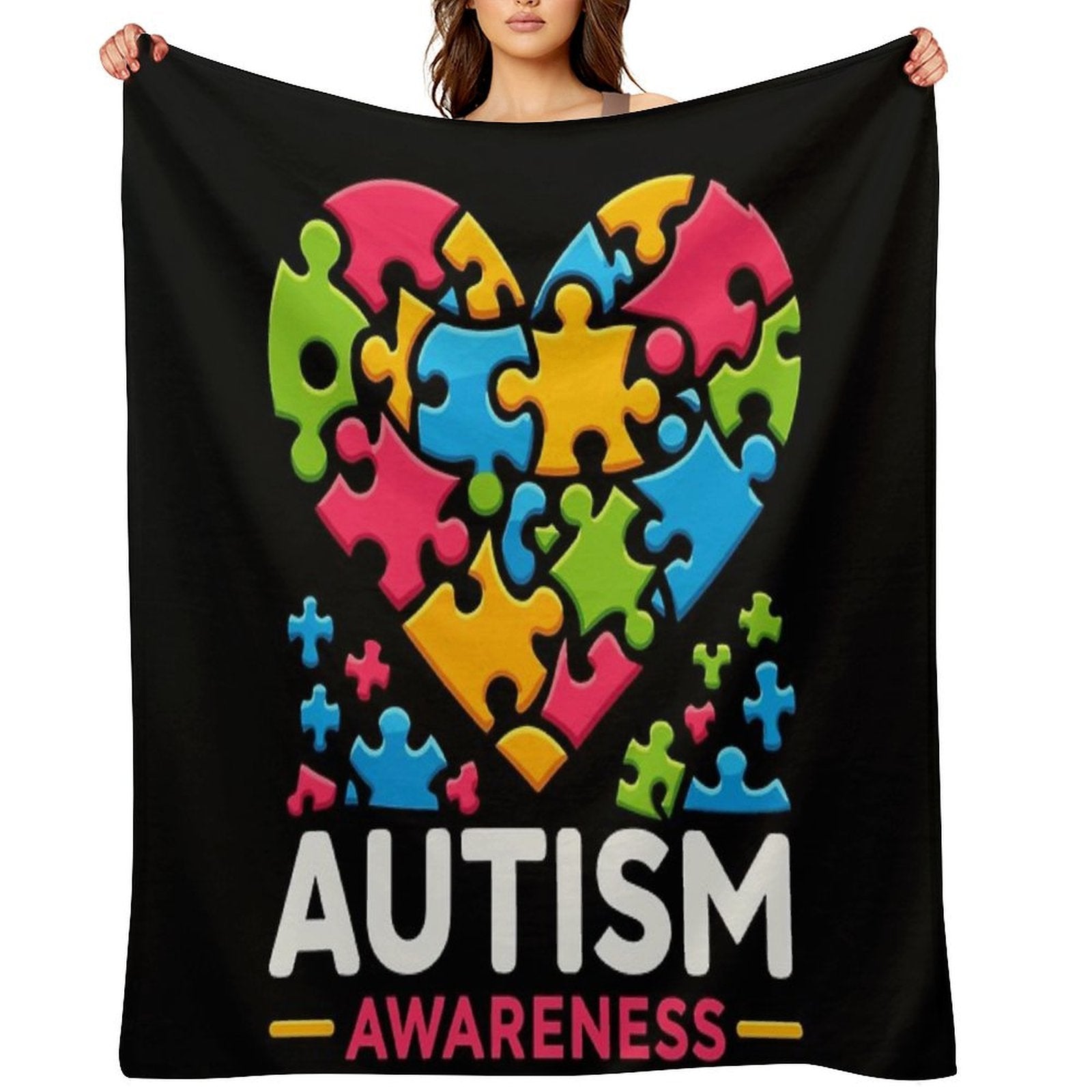 Autism Awareness Month ASD Neurodiversity Shrink-resistant Throw Blanket