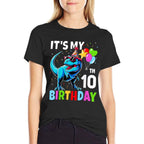 10th Birthday Boys 10yr Ten 10 Year Old Dinosaur T-Rex  Stretchy T-Shirt