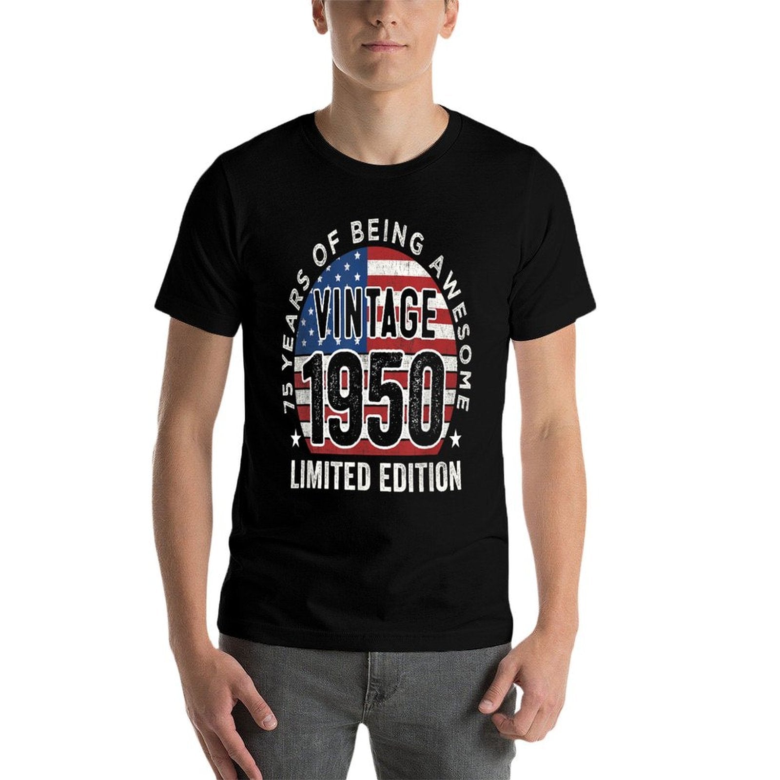 75th Birthday Gifts Men Vintage 1950 75 Years Old USA  Summer-ready Fabric T-Shirt