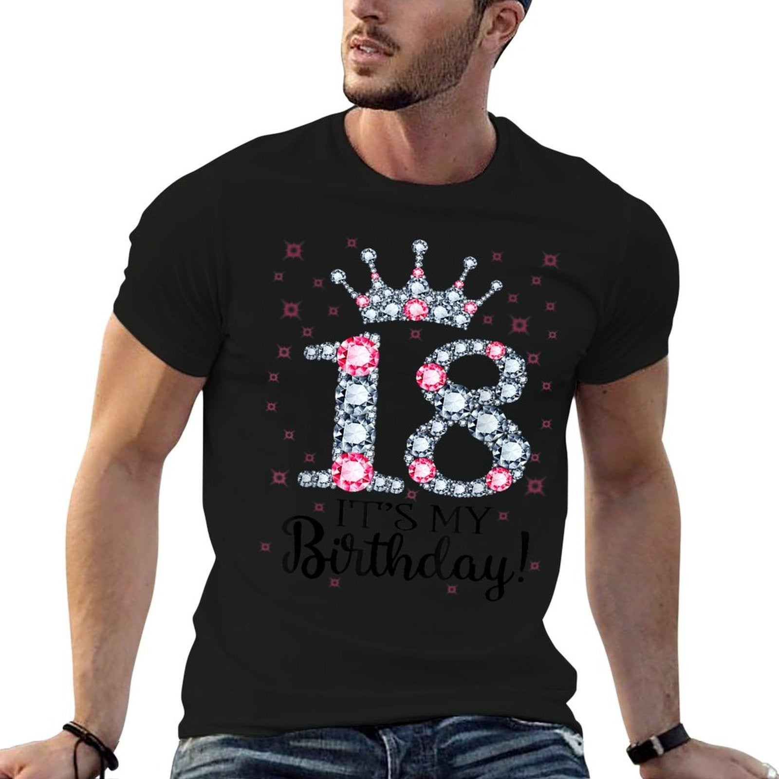 18 It's My Birthday Pink Crown Happy 18th Birthday Girl  Summer-ready Fabric T-Shirt
