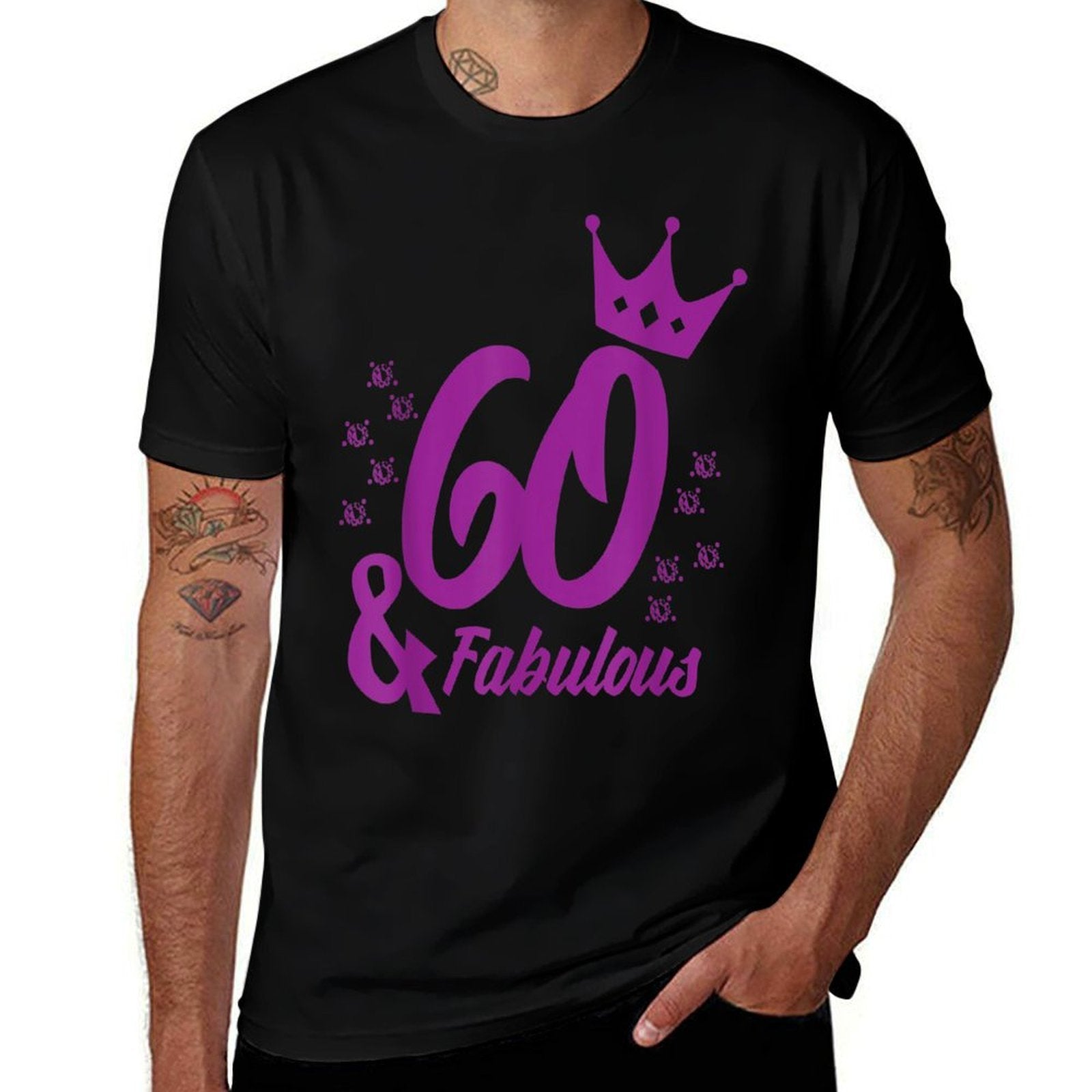 60 & Fabulous 60th Birthday Diamond 1958 T-shirt  High-quality Stitching T-Shirt