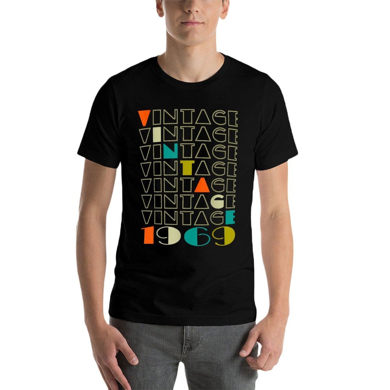 50th Birthday Gift Vintage 1969 Classic Men Women Retro  Rolled Sleeves T-Shirt