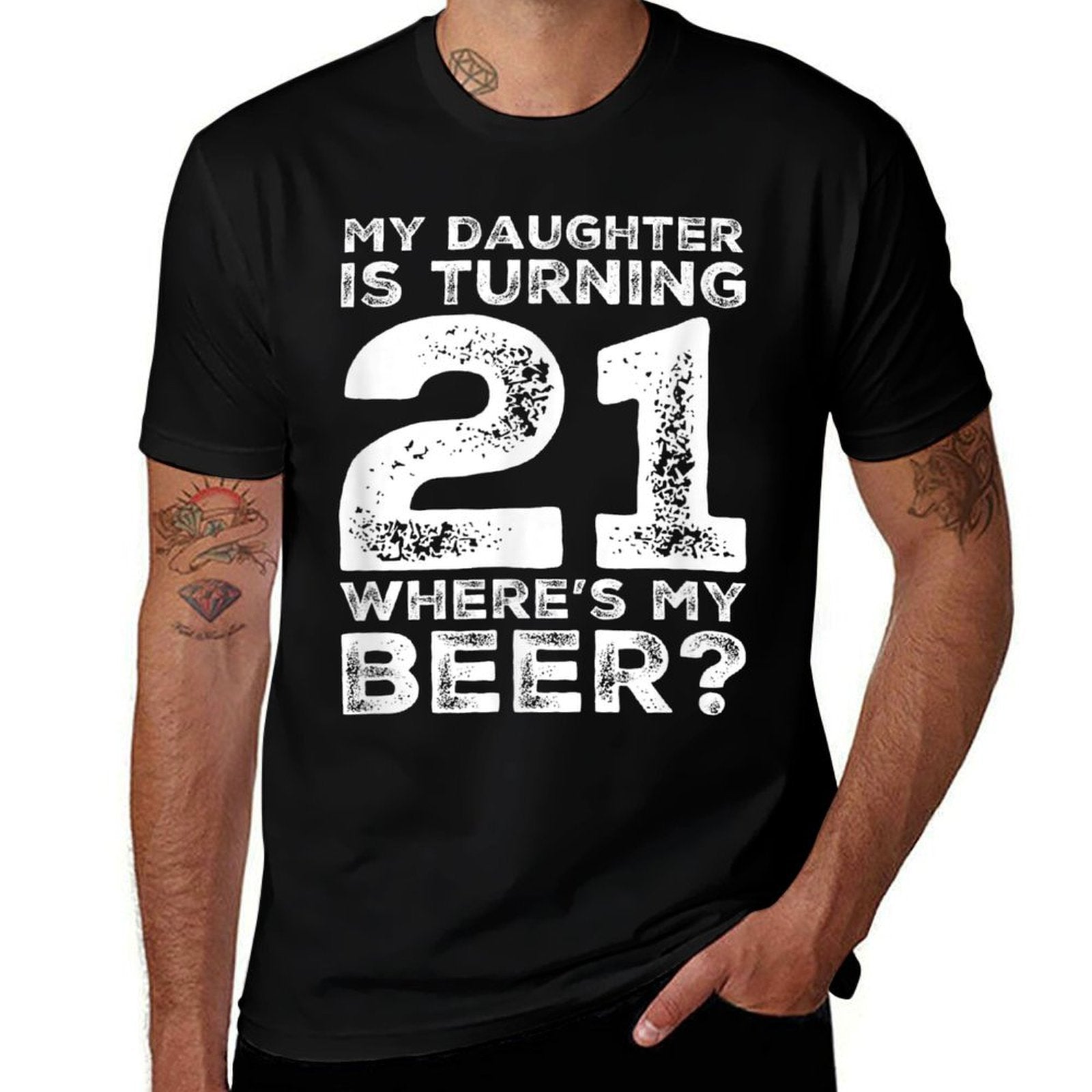 Dad 21st Birthday Daughter Turning 21 Years Old Beer  Summer-ready Fabric T-Shirt