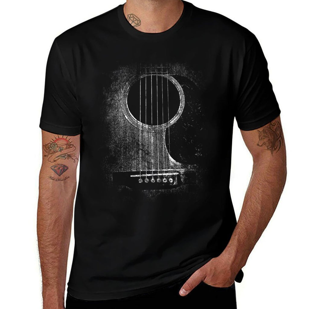 Acoustic Guitar Six String Classic Rock  Roll  Slim-fit Cut T-Shirt