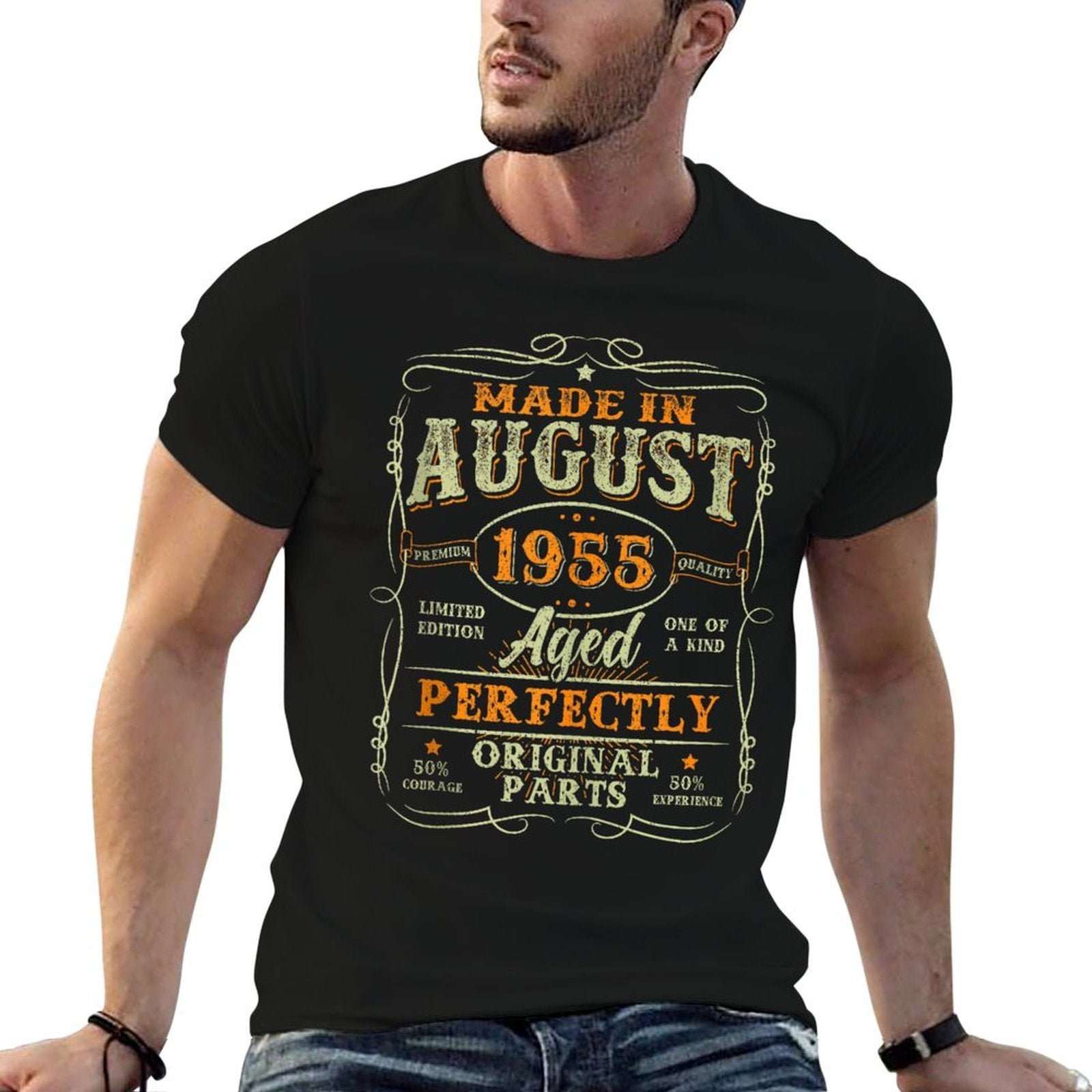 70 Years Old Vintage Made In August 1955 70th Birthday Men  Stretchy T-Shirt