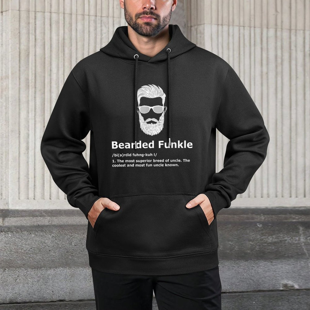 333 Creations Mens Black Bearded Funkle Funny Uncle Definition Shape Retention Hoodie