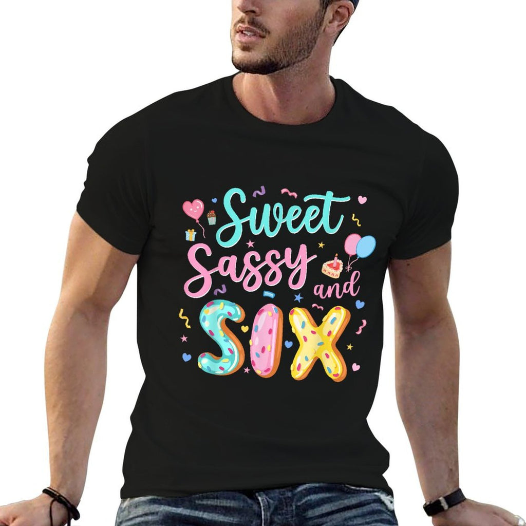 6Th Birthday Girl Sweet Sassy And Six Donut 6 Year Old Kids Comfortable T-Shirt