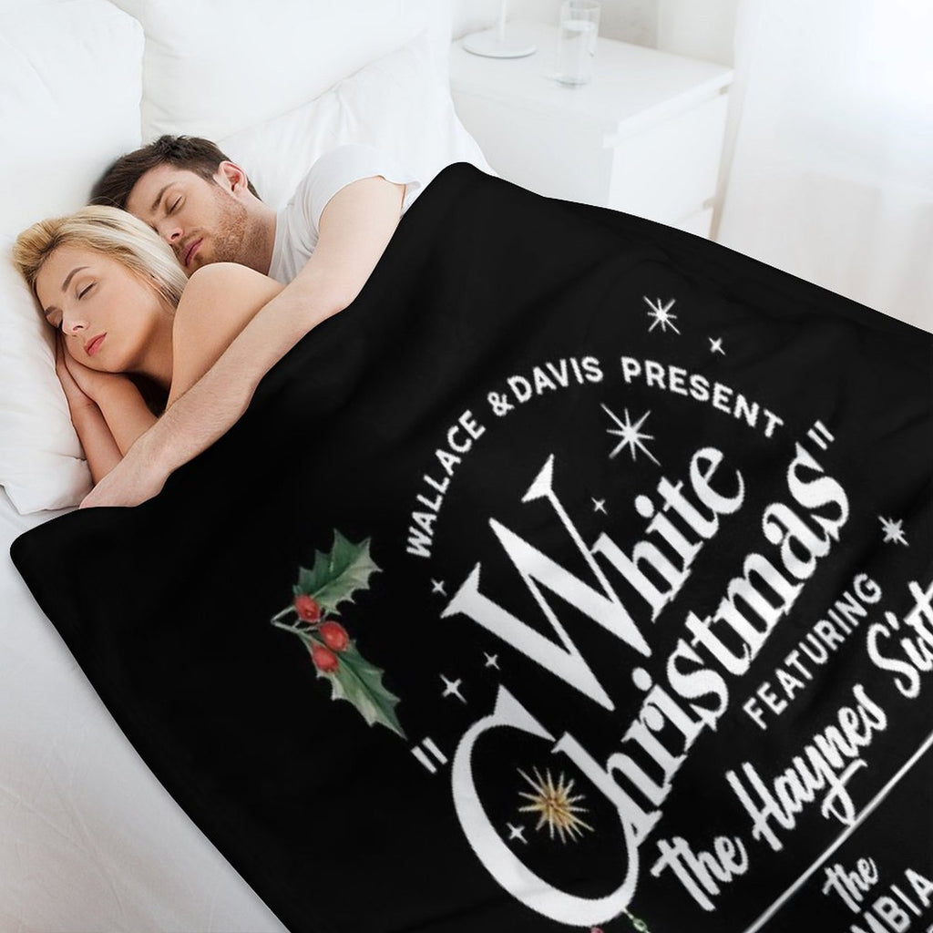 Vintage White Christmas Movie Machine-washable Throw Blanket